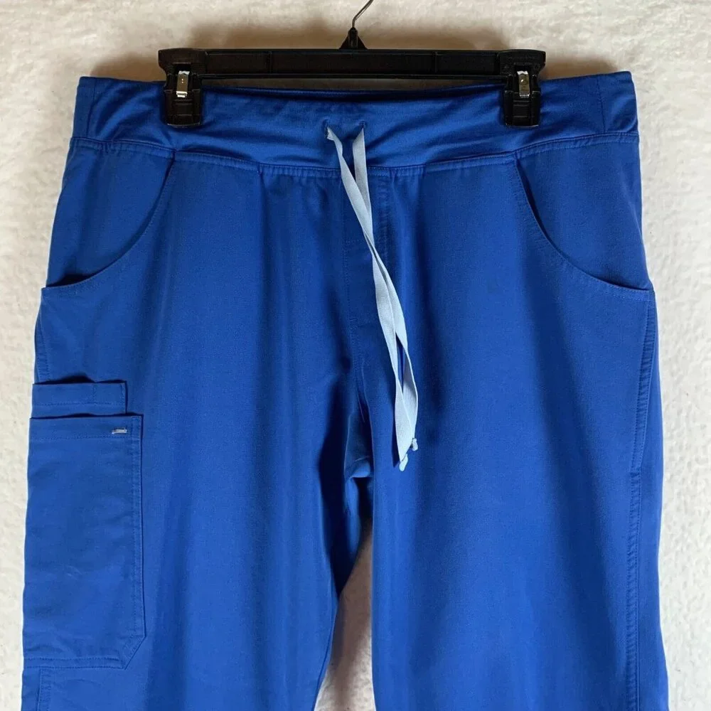 Figs Scrub Pants Men's Large Blue Polyester Stretch Mid-Rise Straight Leg 9682‎
